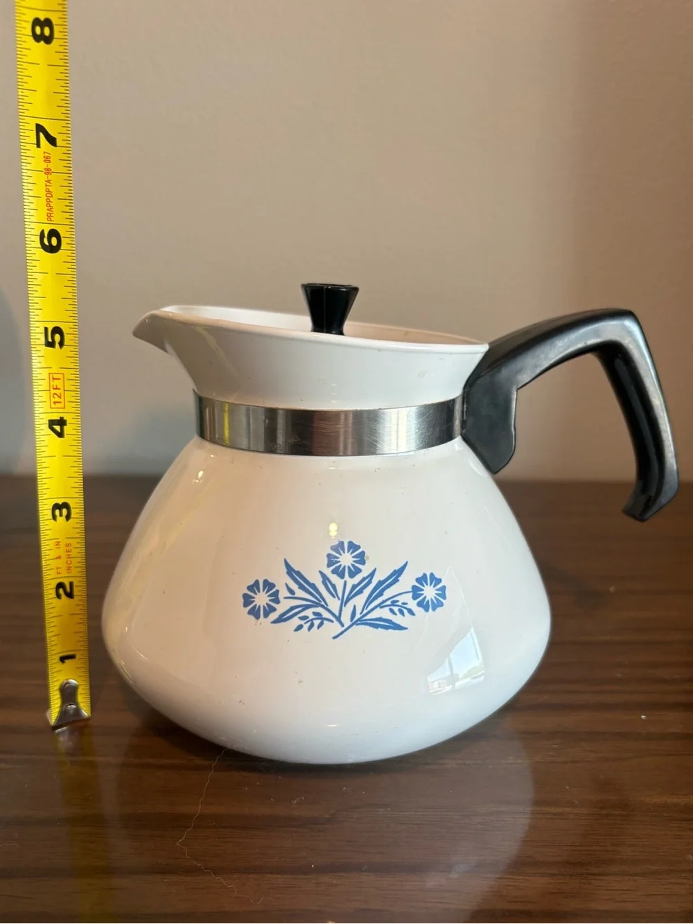 Vintage Corning Ware Blue Cornflower 6 Cup Coffee Tea Pot Kettle Carafe With lid
